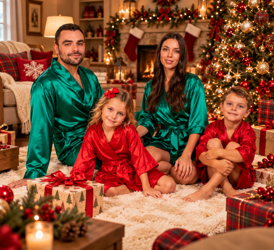 Family Matching Christmas Satin Robes