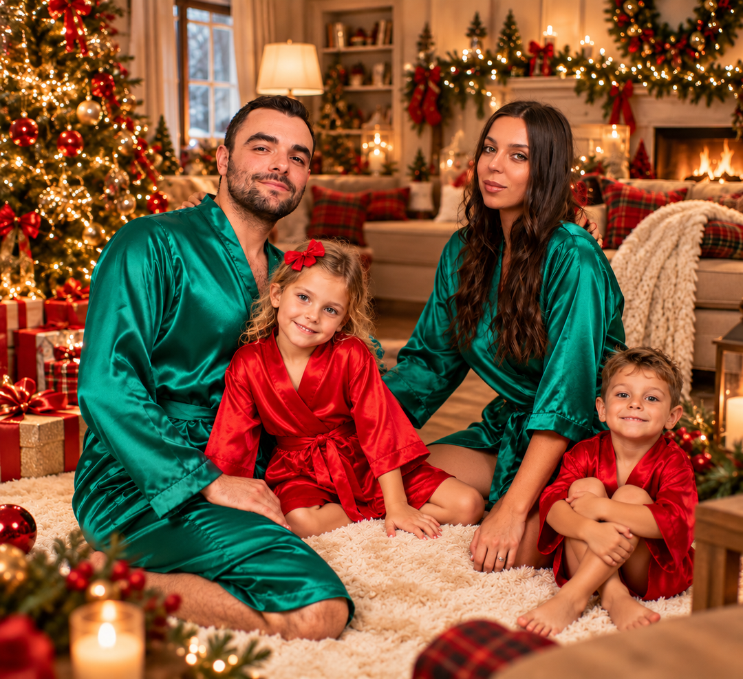 Family Matching Christmas Satin Robes