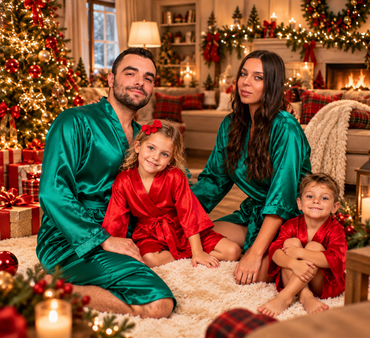 Family Matching Christmas Satin Robes