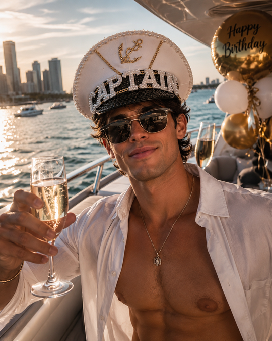 Captain Party Hat – Rhinestone & Pearl Statement Hat