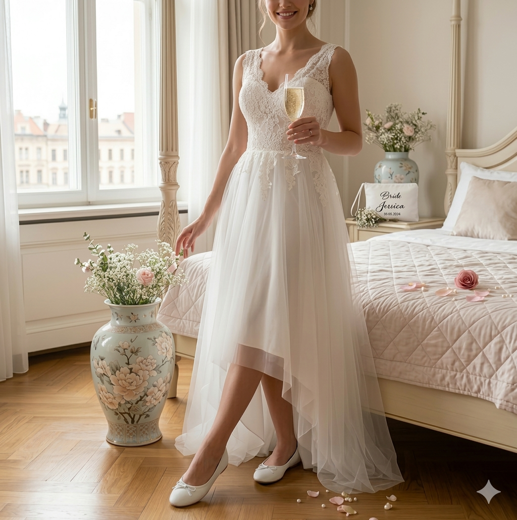 Custom Rollable Ballet Flats for Bride – Personalized Wedding Reception Shoes