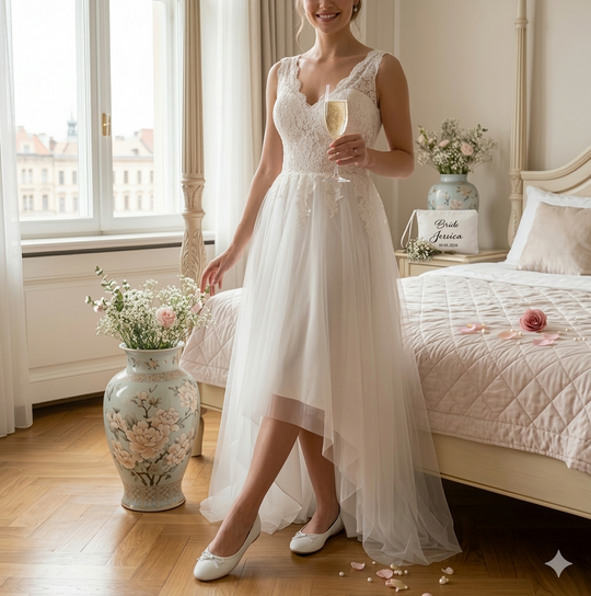 Custom Rollable Ballet Flats for Bride – Personalized Wedding Reception Shoes