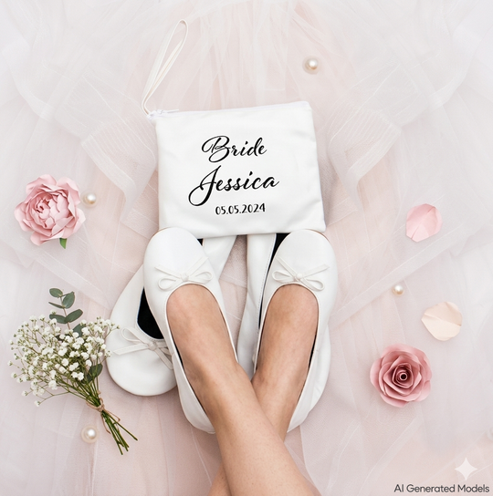 Custom Rollable Ballet Flats for Bride – Personalized Wedding Reception Shoes