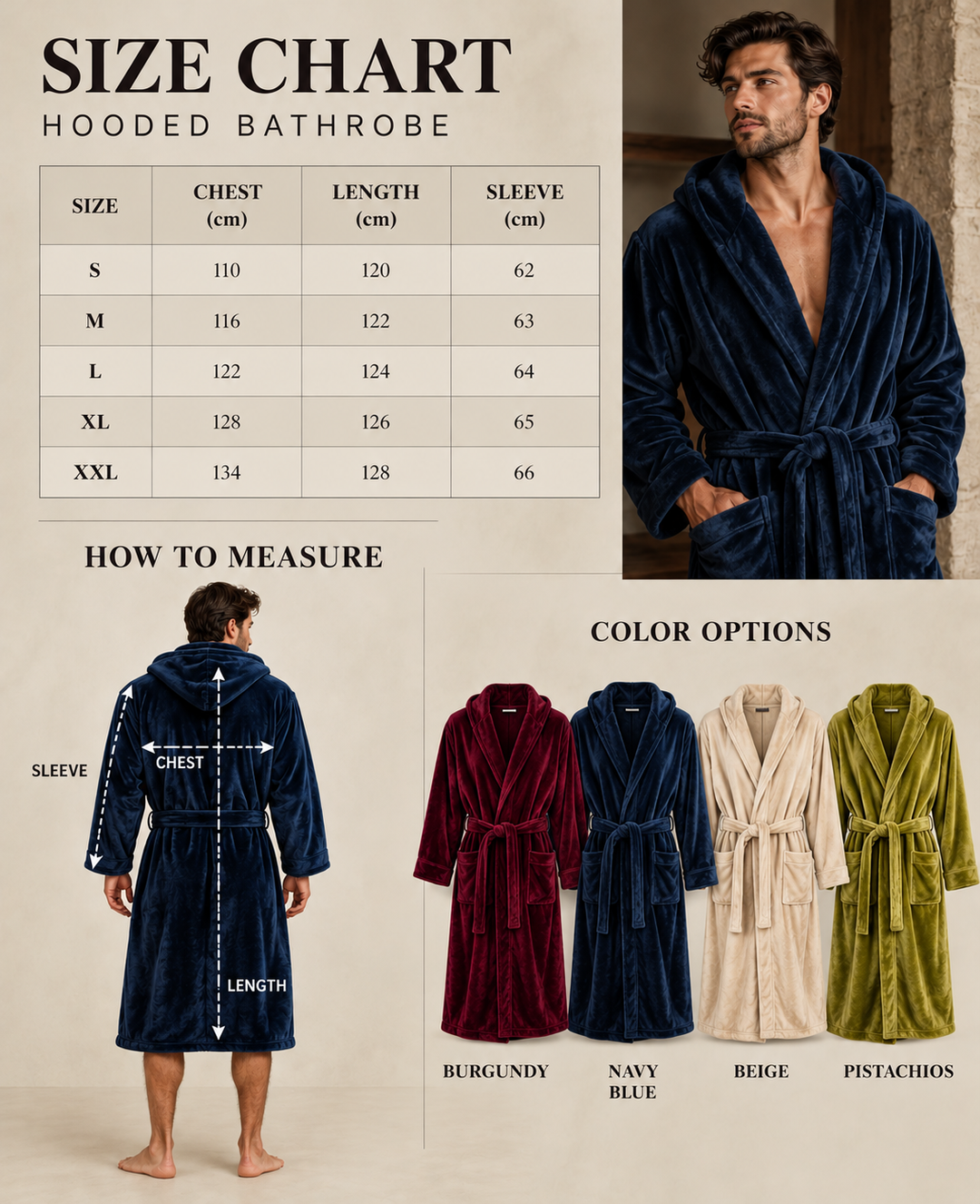Men's Custom Hooded Long Bathrobe