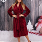 Waffled Cozy Terry Bathrobes and Fluffy Slippers Christmas Gift Set