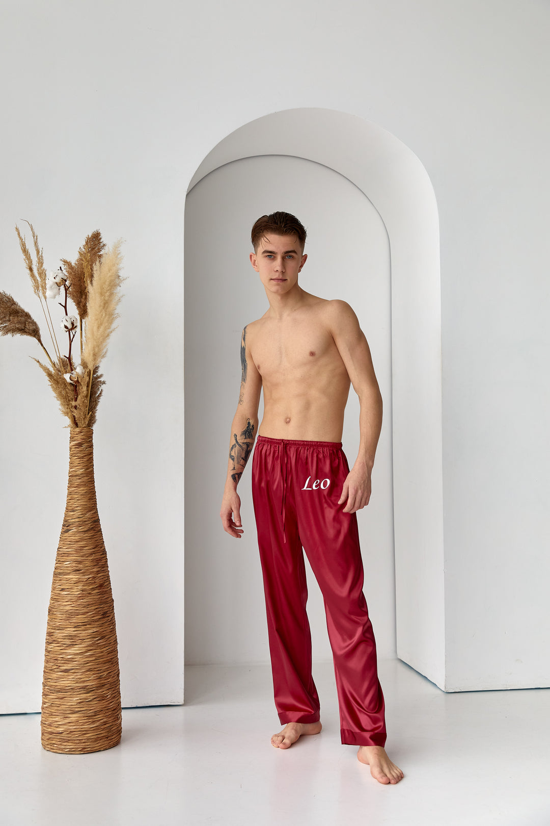 Men’s Satin Lounge Pants – Personalized Sleepwear Bottoms – Custom Pajama Pants for Him