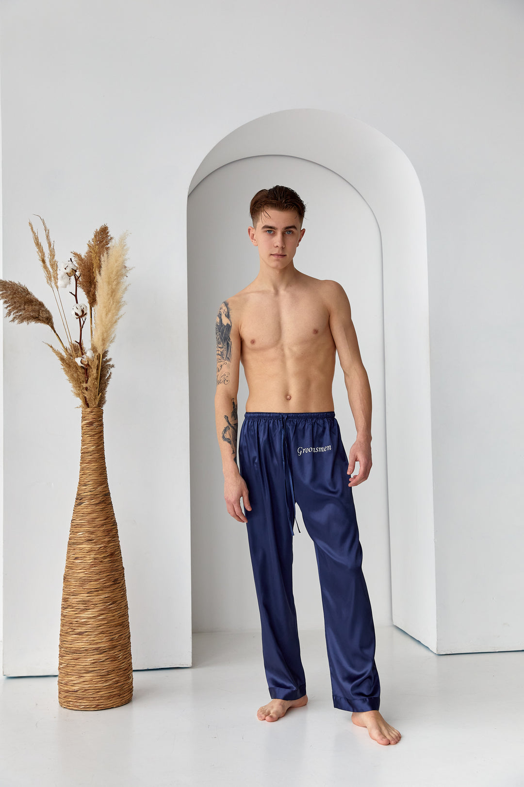 Men’s Satin Lounge Pants – Personalized Sleepwear Bottoms – Custom Pajama Pants for Him