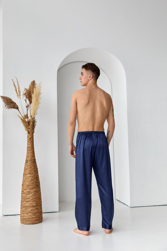 Men’s Satin Lounge Pants – Personalized Sleepwear Bottoms – Custom Pajama Pants for Him
