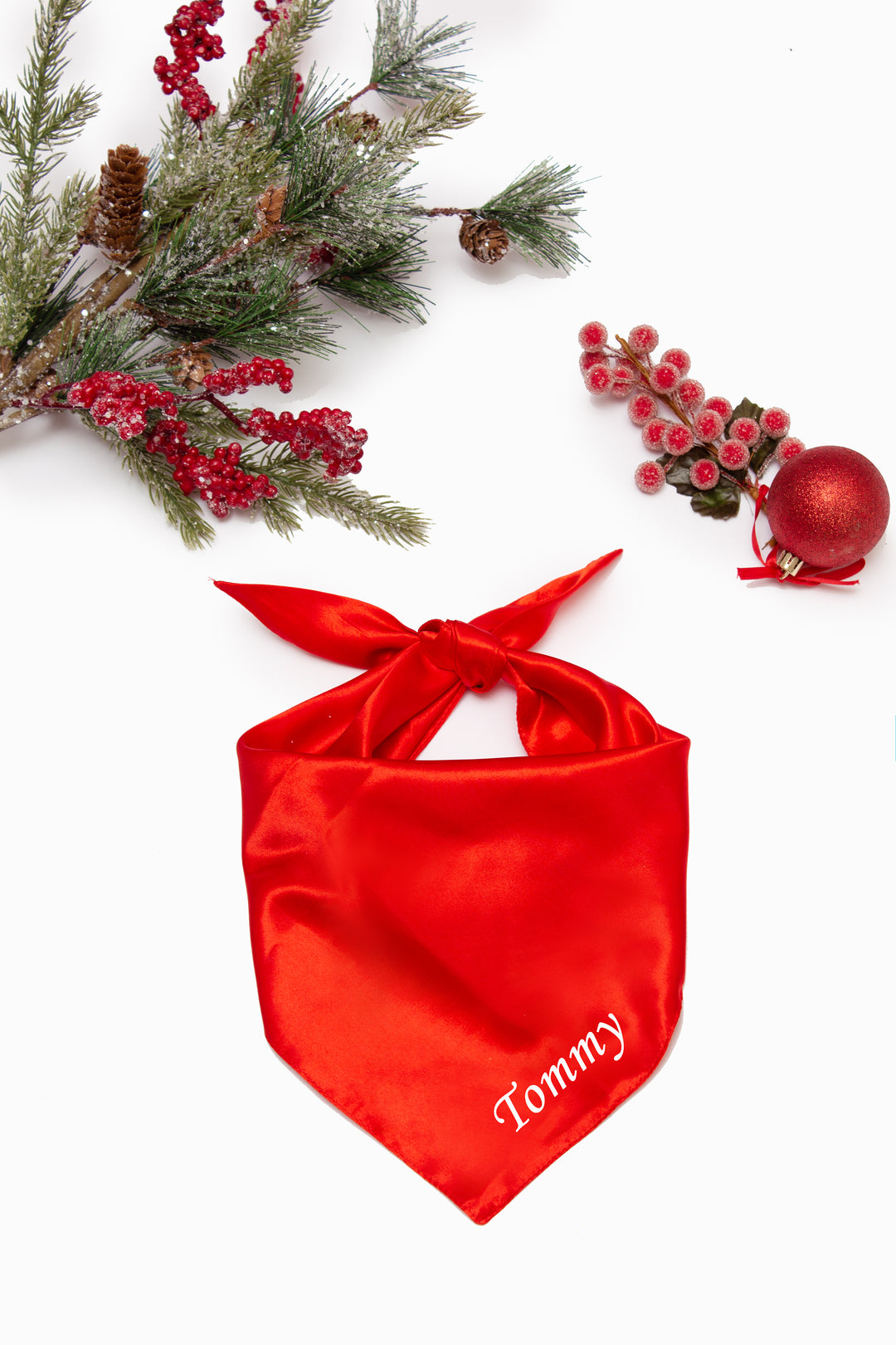 Custom Dog Satin Bandana Christmas RED & GREEN