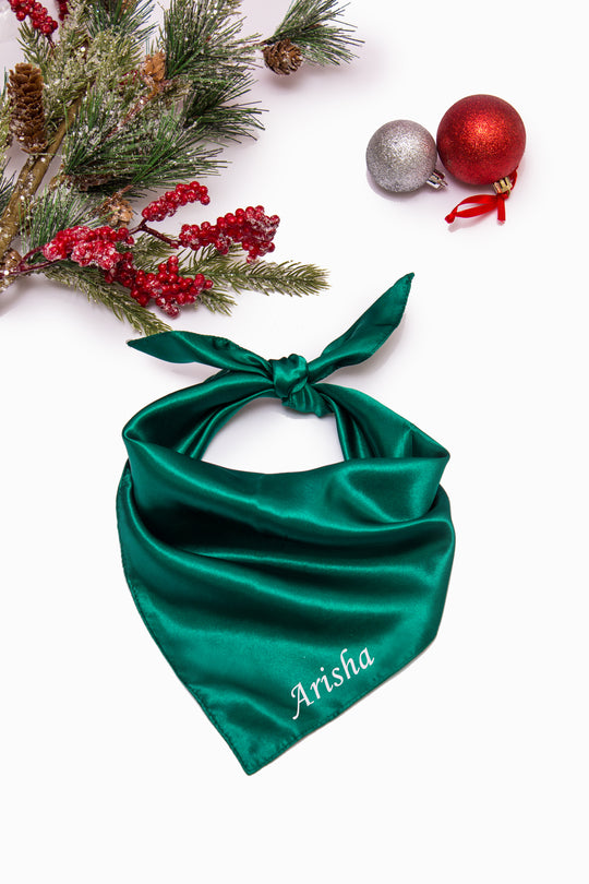 Custom Dog Satin Bandana Christmas RED & GREEN