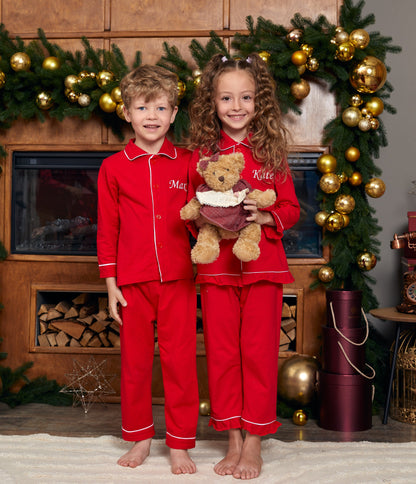 Custom Kids Cotton Christmas Ruffle Pajamas