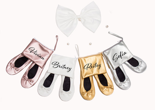 Foldable Personalized Ballet Flats / Dancing Flats for Wedding Guests