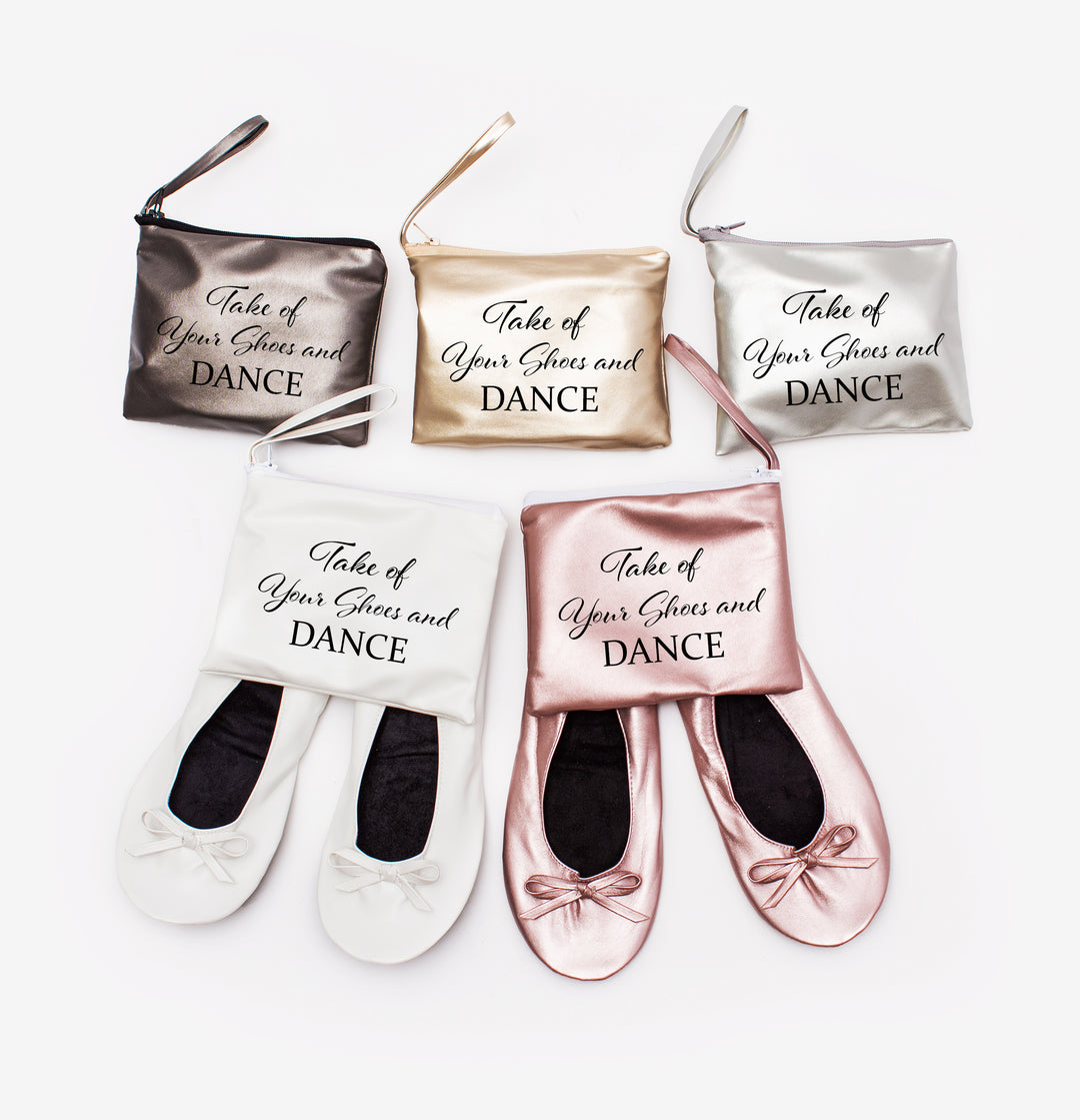 Foldable Personalized Ballet Flats / Dancing Flats for Wedding Guests