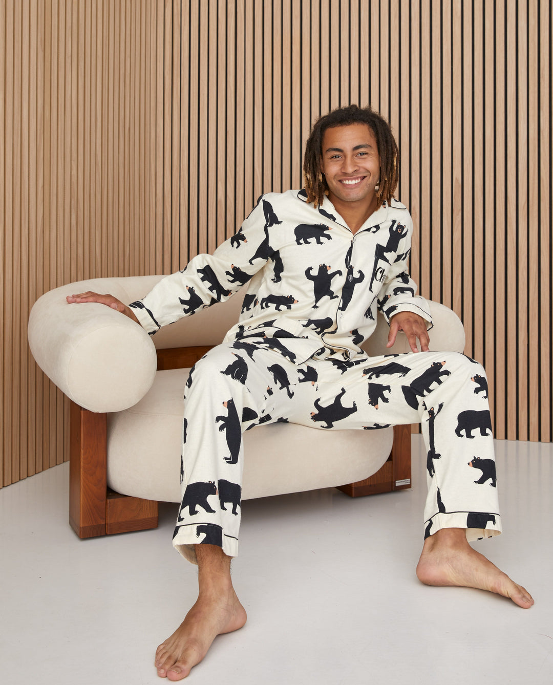Bear Print Men's Pajama Set