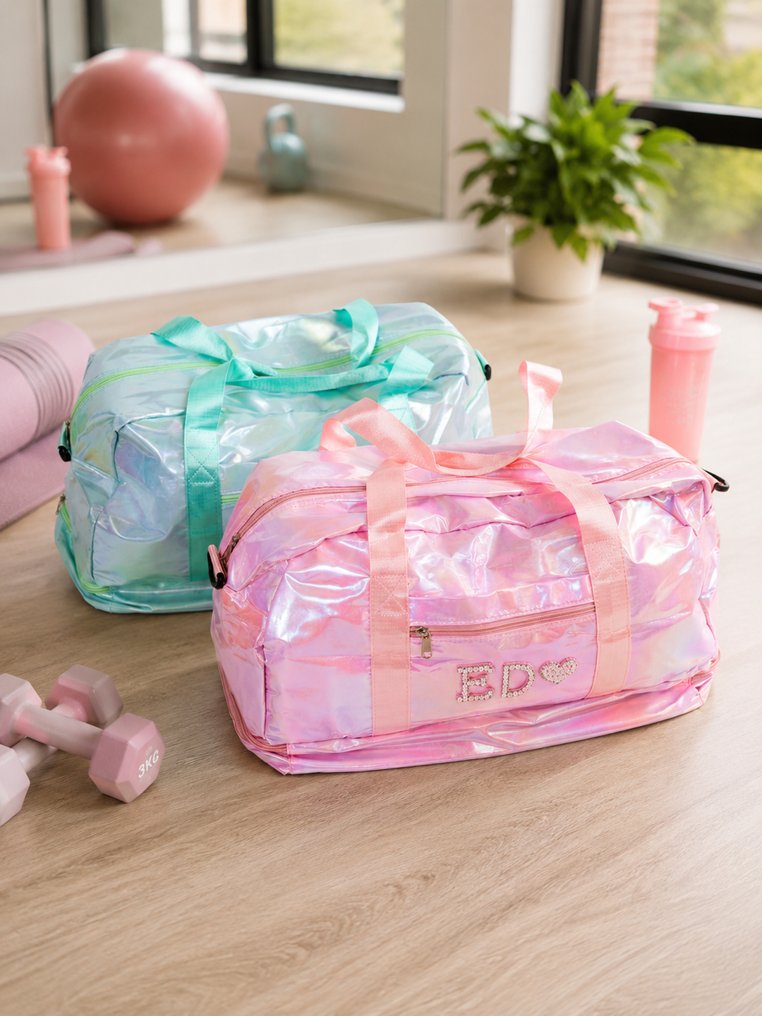 Custom Shining Duffle Bag with Pearls Letters