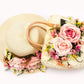Bride Sun Hat and Straw Bag with Flowers- Small