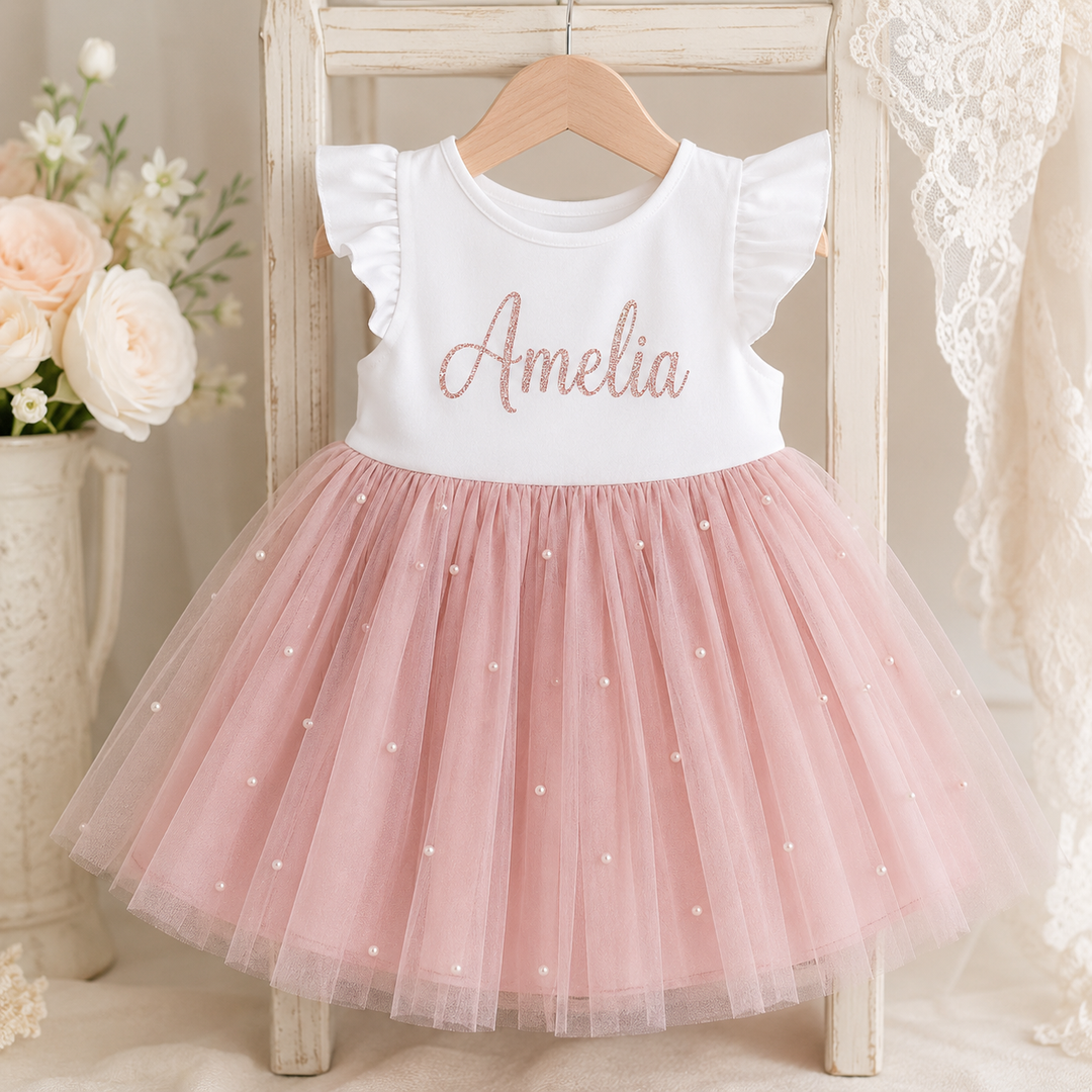 Flower Girl Tutu Dress With Pearls