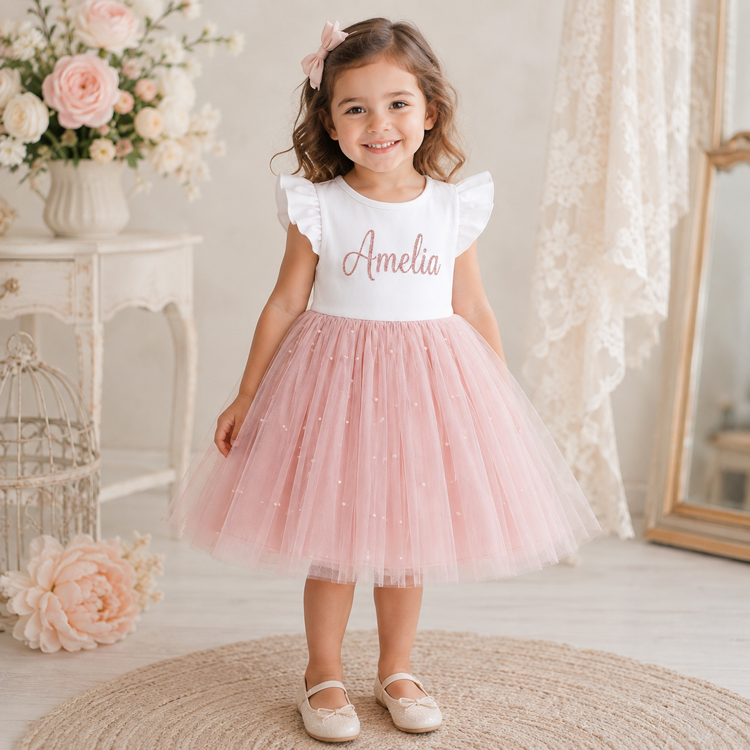 Flower Girl Tutu Dress With Pearls