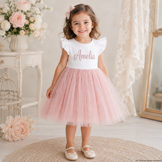 Flower Girl Tutu Dress With Pearls