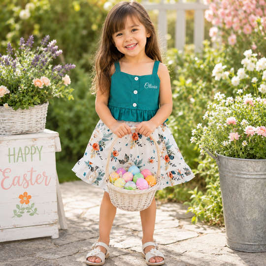 Girls Summer Set Floral Skirt + Top