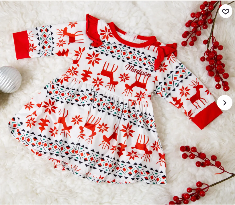 Christmas Reindeer print baby dress