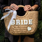 Mrs. Bridal Custom Beach Straw Bag - fluffy patches