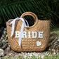 Bridal Mrs. Custom Beach Straw Bag - fluffy patches