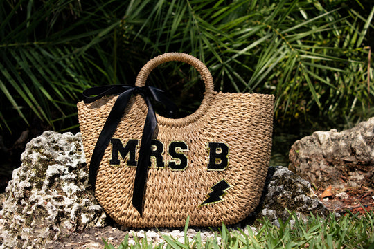 Bridal Mrs. Custom Beach Straw Bag