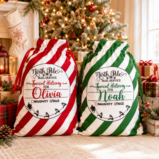 North Pole Express Christmas Gift Bag, Custom Santa Large Sack