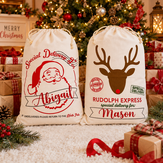 North Pole Express Christmas Gift Bag, Custom Santa Large Sack
