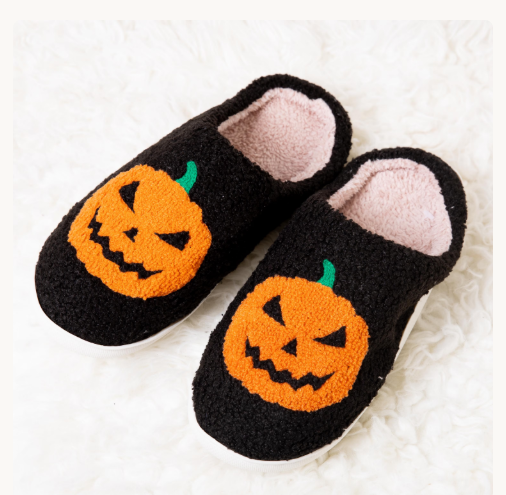 Pumpkin Custom Spooky Season slippers for Thanksgiving and Halloween