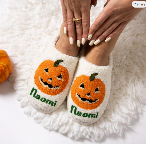 Pumpkin Custom Spooky Season slippers for Thanksgiving and Halloween