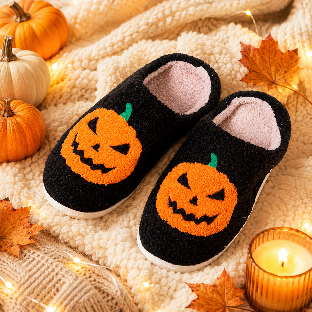 Pumpkin Custom Spooky Season slippers for Thanksgiving and Halloween