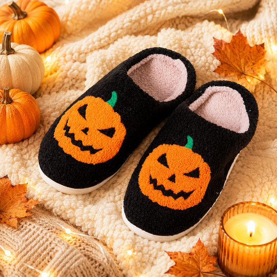 Pumpkin Custom Spooky Season slippers for Thanksgiving and Halloween