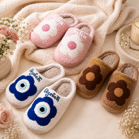 Personalized Flowers Cozy Slippers