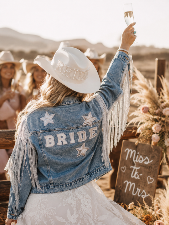 Western Bride Denim Jacket with Fringes