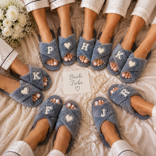 Trendy Soft Gray Fluffy Custom Slippers