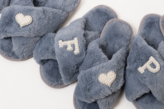 Trendy Soft Gray Fluffy Custom Slippers