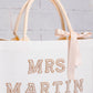 Custom Mrs Bride White Tote Bag with Pearls Patches