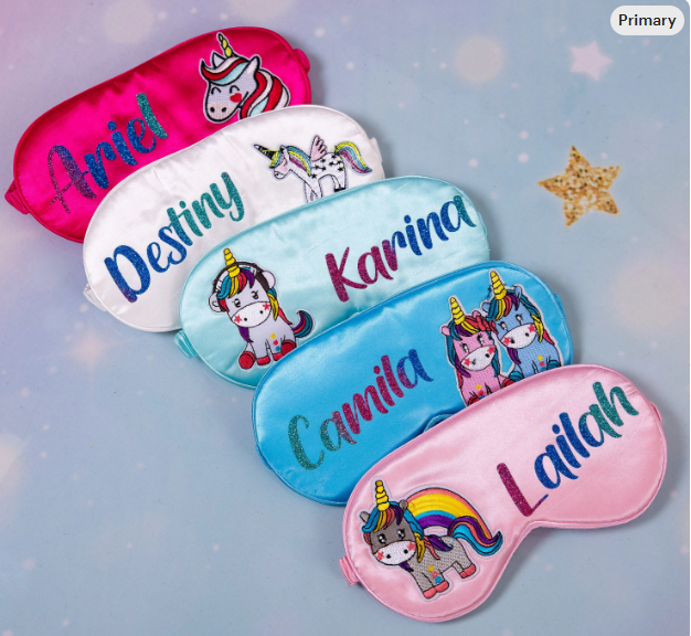 Kids Satin Personalized Unicorn Sleep Masks