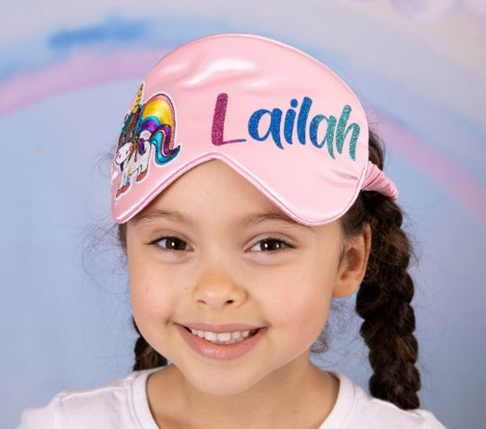 Kids Satin Personalized Unicorn Sleep Masks