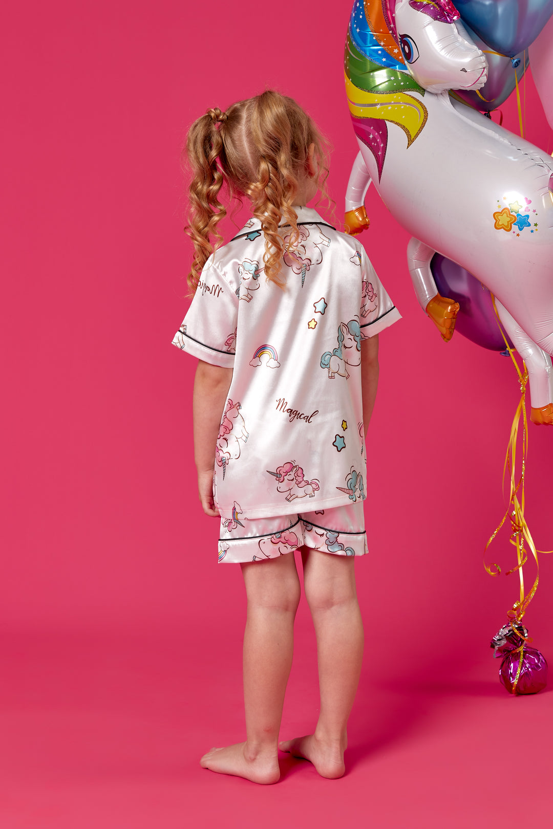 Personalized Kids Satin Unicorn Print  Pjs