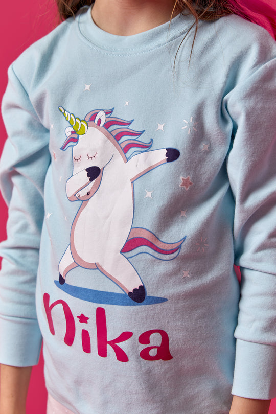 Personalized Girls Unicorn Pajamas