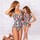 Custom Stripe Roses Swimsuits for Mom and Kid