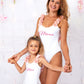 Mommy and Me Flowers Open Back Matching Swimsuits for Mom and Daughter
