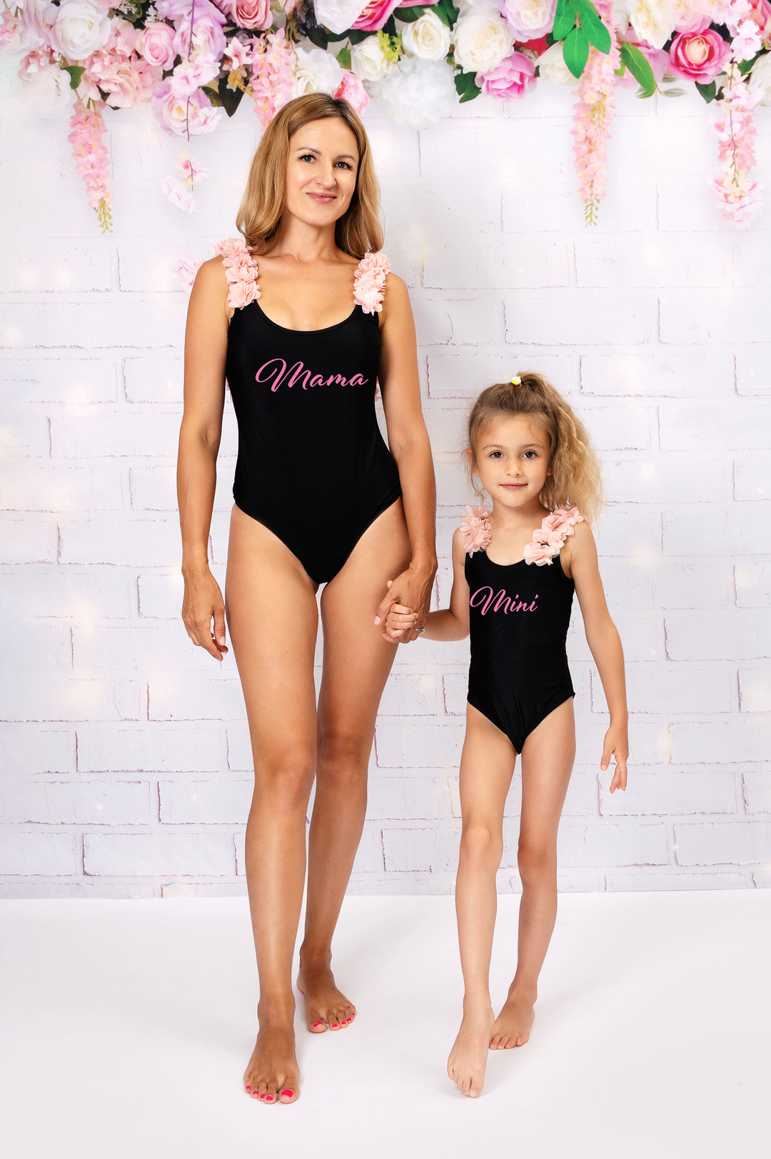 Mommy and Me 3D Flowers Matching Swimsuits