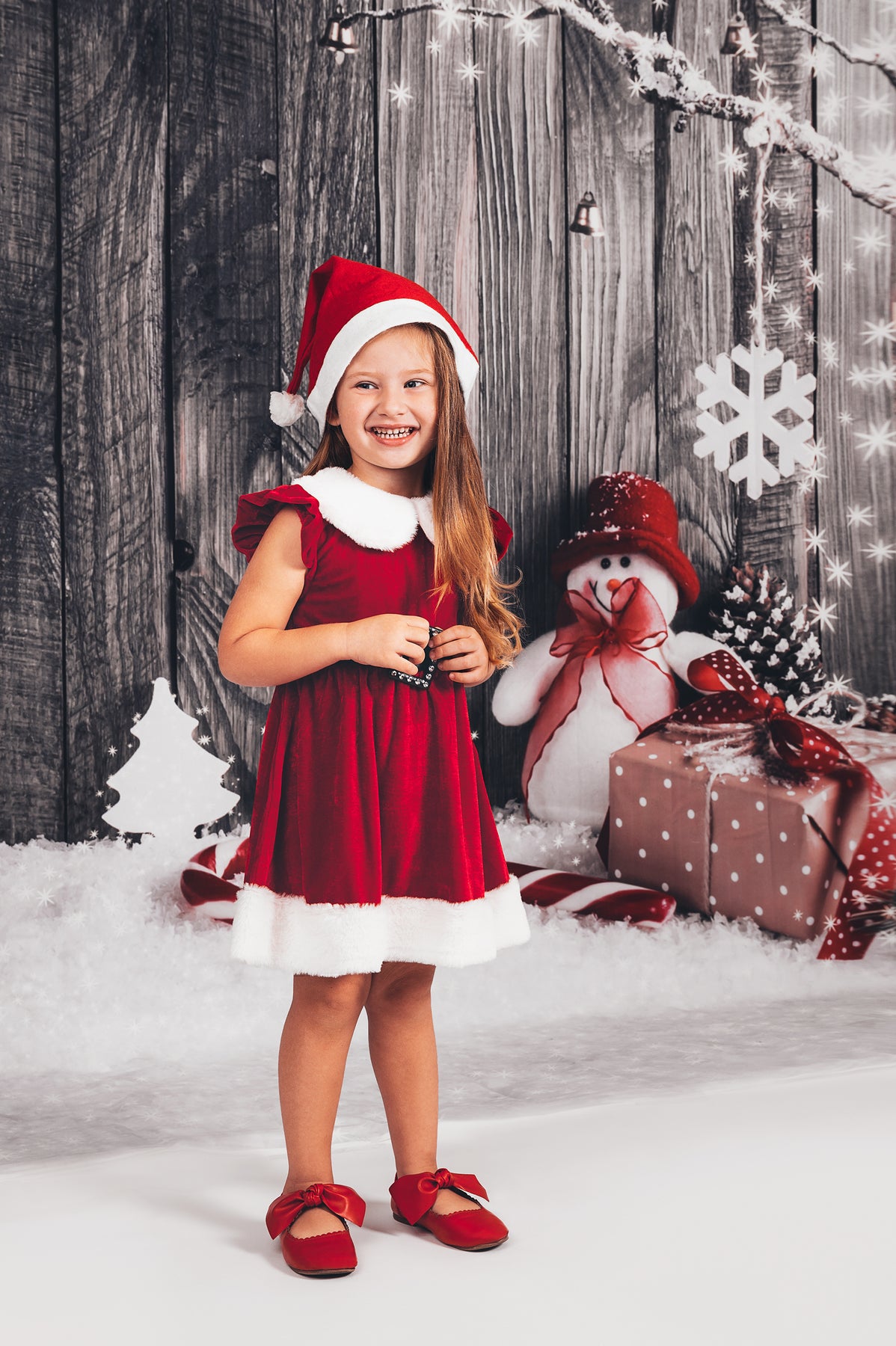 Santa Toddler Girl Dress, Christmas Santa Claus Dress, Xmas outfit