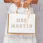 Custom Mrs Bride White Tote Bag with Pearls Patches
