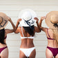 Personalized Bridesmaids Floppy Sun Hats with Names - black ribbon