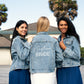 Custom Denim Jackets with Pearls for Bride and Bridesmaids - alfresco / bold
